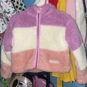 BCBG Pink and Cream Fleece Hooded Jacket